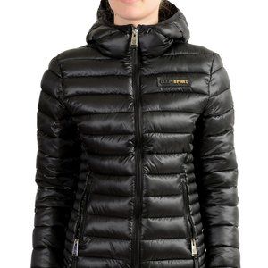 Plein Sport Women's Black Hooded Logo Print Zip Up Parka Jacket S M L XL 2XL